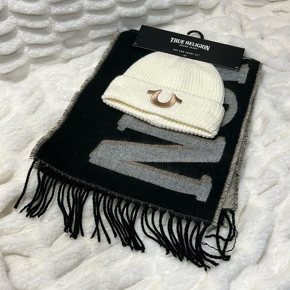 PRICE IS FIRM - True Religion Brand Jeans Beanie and Wide Scarf Gift Set